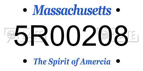 5R00208 Massachusetts License Plate