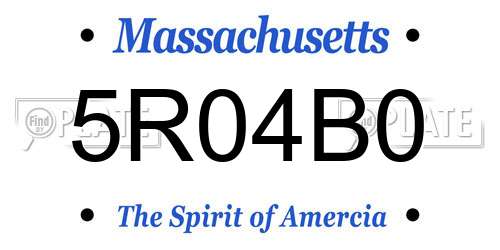 5R04B0 Massachusetts License Plate