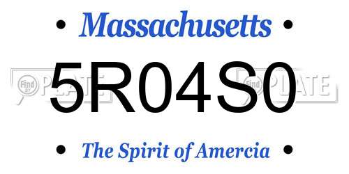5R04S0 Massachusetts License Plate