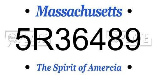 5R36489 Massachusetts License Plate