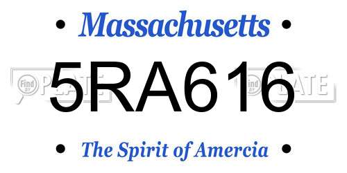 5RA616 Massachusetts License Plate