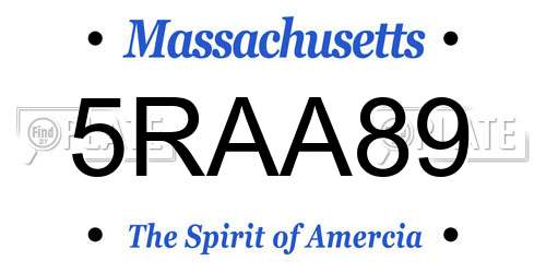 5RAA89 Massachusetts License Plate