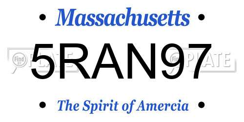 5RAN97 Massachusetts License Plate
