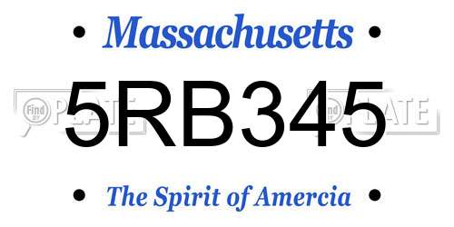 5RB345 Massachusetts License Plate