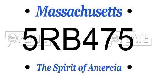 5RB475 Massachusetts License Plate