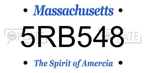 5RB548 Massachusetts License Plate