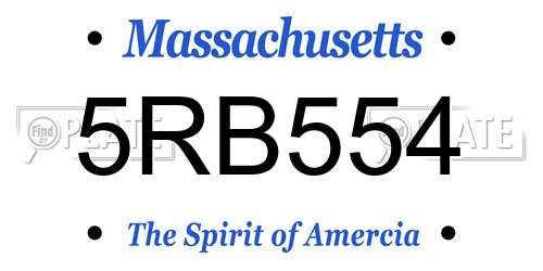 5RB554 Massachusetts License Plate