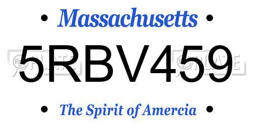 5RBV459 Massachusetts License Plate