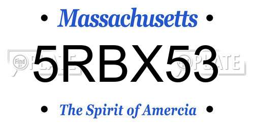 5RBX53 Massachusetts License Plate