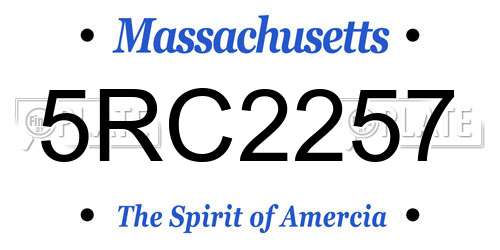 5RC2257 Massachusetts License Plate