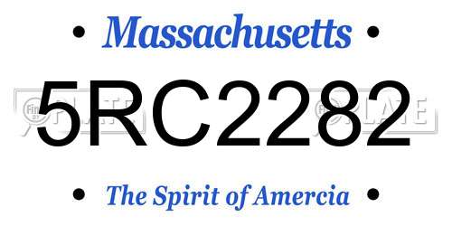 5RC2282 Massachusetts License Plate
