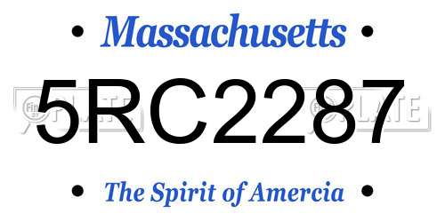 5RC2287 Massachusetts License Plate