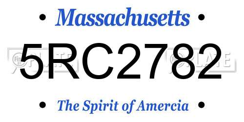 5RC2782 Massachusetts License Plate
