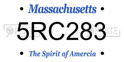5RC283 Massachusetts License Plate