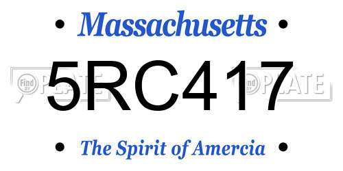 5RC417 Massachusetts License Plate