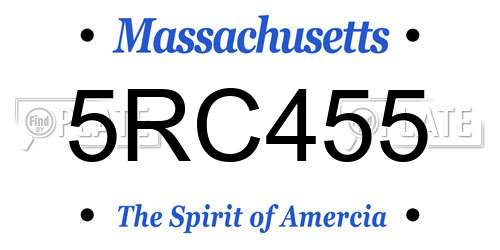 5RC455 Massachusetts License Plate