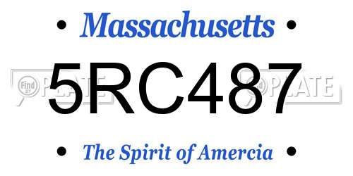 5RC487 Massachusetts License Plate