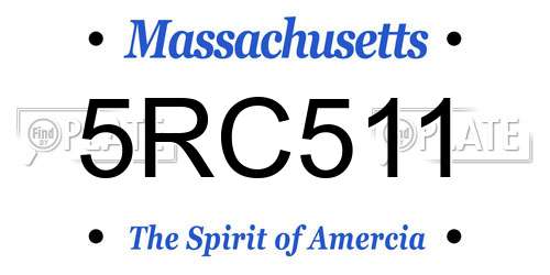 5RC511 Massachusetts License Plate