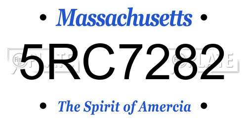 5RC7282 Massachusetts License Plate