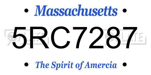 5RC7287 Massachusetts License Plate
