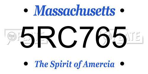 5RC765 Massachusetts License Plate