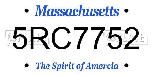 5RC7752 Massachusetts License Plate