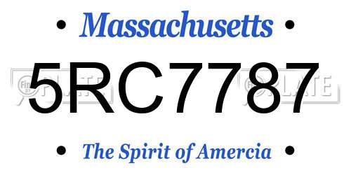 5RC7787 Massachusetts License Plate