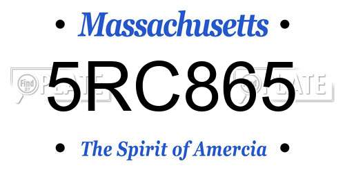 5RC865 Massachusetts License Plate