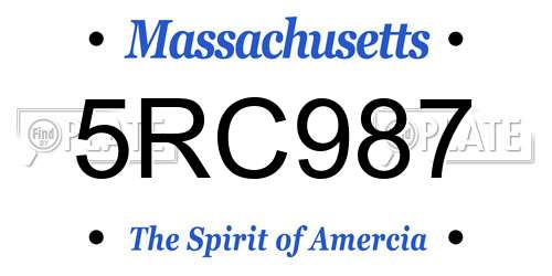 5RC987 Massachusetts License Plate