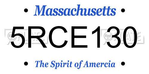 5RCE130 Massachusetts License Plate