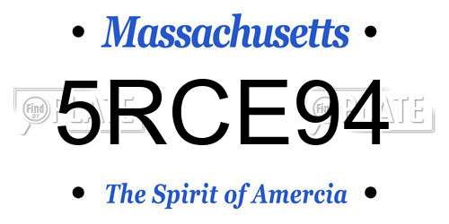 5RCE94 Massachusetts License Plate