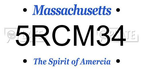 5RCM34 Massachusetts License Plate