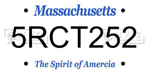 5RCT252 Massachusetts License Plate