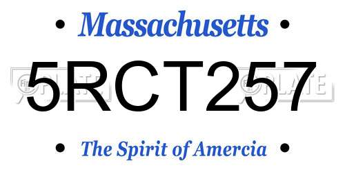 5RCT257 Massachusetts License Plate