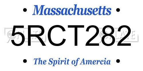 5RCT282 Massachusetts License Plate