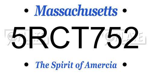 5RCT752 Massachusetts License Plate