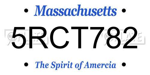 5RCT782 Massachusetts License Plate