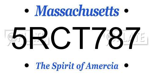 5RCT787 Massachusetts License Plate