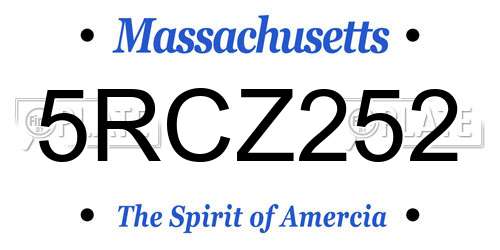 5RCZ252 Massachusetts License Plate