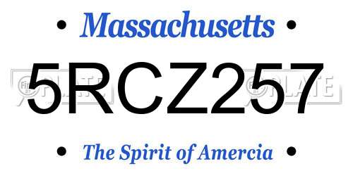5RCZ257 Massachusetts License Plate