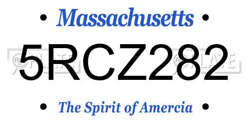 5RCZ282 Massachusetts License Plate