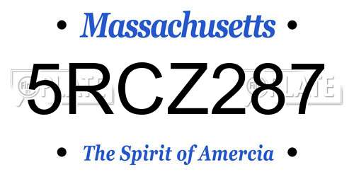 5RCZ287 Massachusetts License Plate