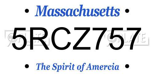 5RCZ757 Massachusetts License Plate