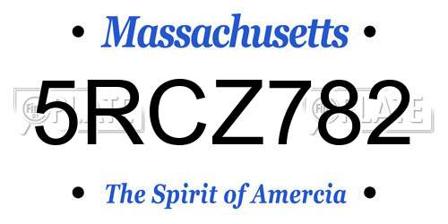 5RCZ782 Massachusetts License Plate