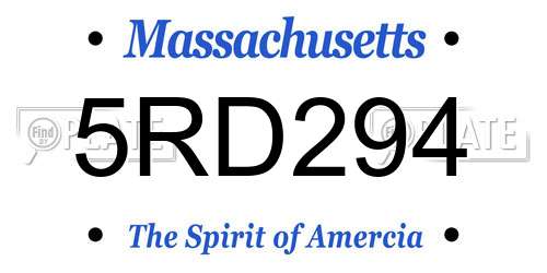 5RD294 Massachusetts License Plate