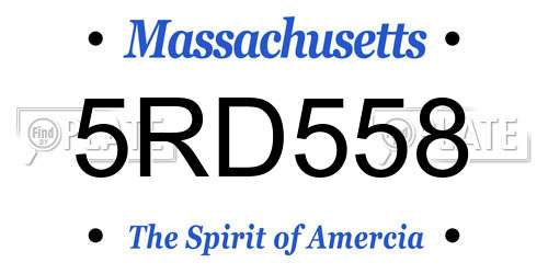 5RD558 Massachusetts License Plate