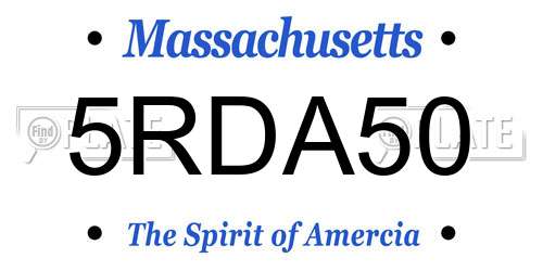 5RDA50 Massachusetts License Plate