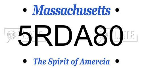 5RDA80 Massachusetts License Plate