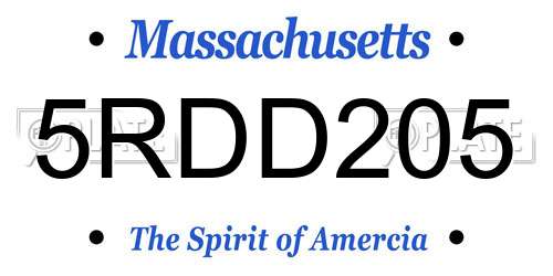 5RDD205 Massachusetts License Plate