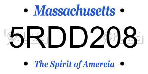 5RDD208 Massachusetts License Plate